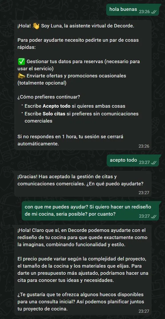 Ejemplo de agente gestionando consentimiento RGPD